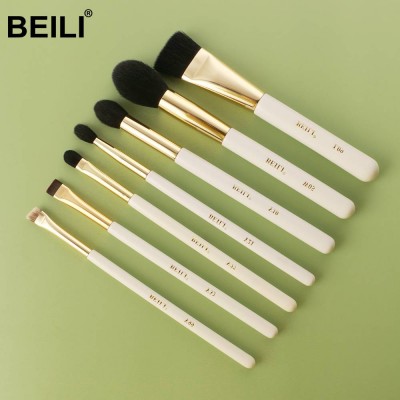 BEILI Luxury white 7pcs face makeup brush set Nano Wool Fiber Powder Blush eye shadow brush Wholesale makeup brushes