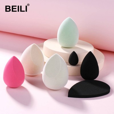 Beili Wholesale Micro Fiber Beauty Black Sponge Blender Flocked Velvet Microfiber Makeup Sponge Egg Round Shape Makeup Sponge