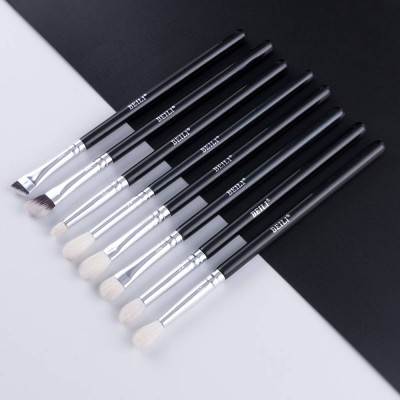 Beili Profession Custom Black Natural Goat Hair Makeup Brushes Set 8pcs Eyeliner Eyebrow Eye Shadow Brow Set Of Brushes Make Up